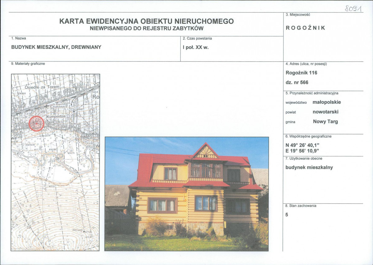 KEZN - Karta obiektu niewpisanego do rejestru, skan nr 1