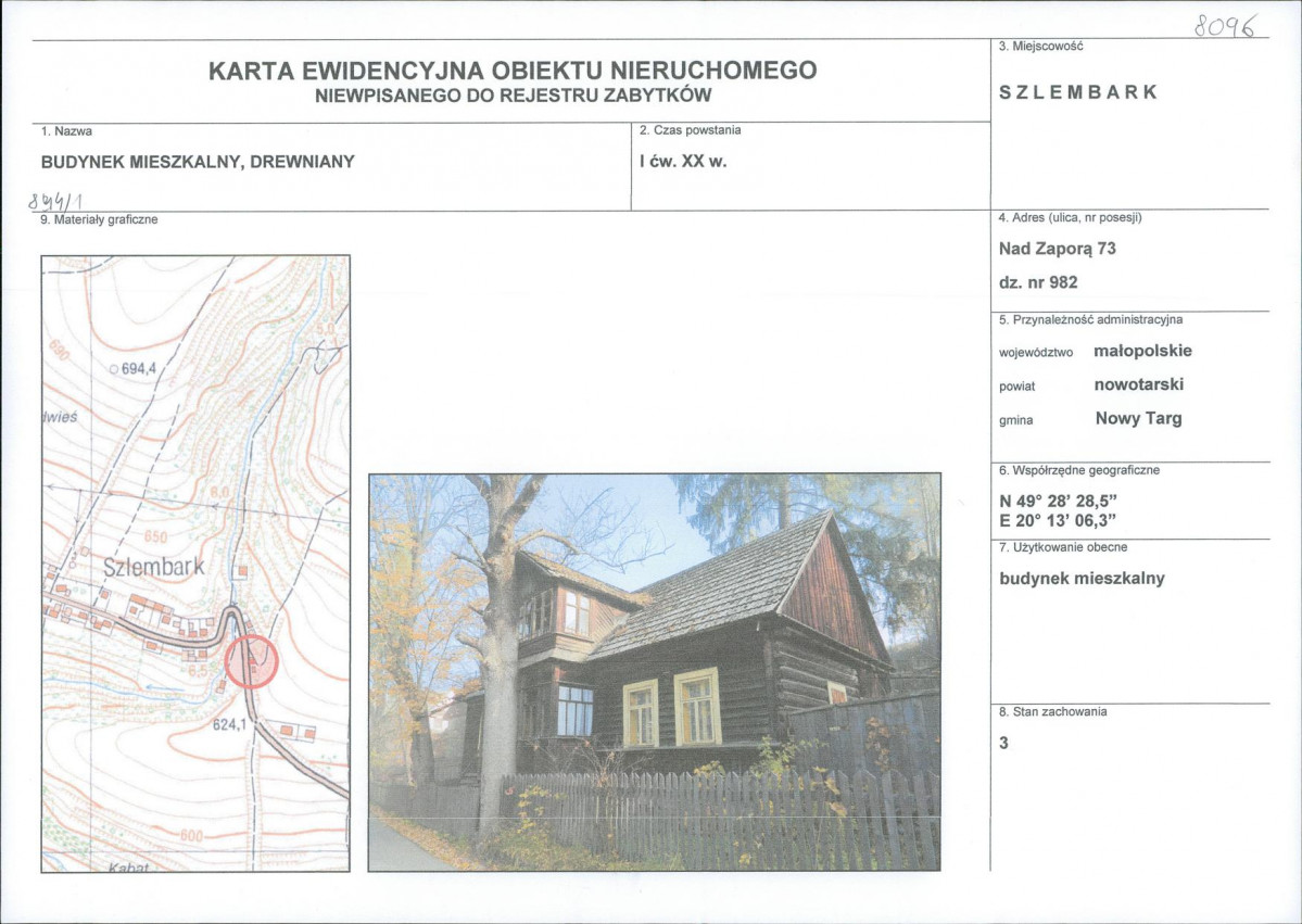 KEZN - Karta obiektu niewpisanego do rejestru, skan nr 1