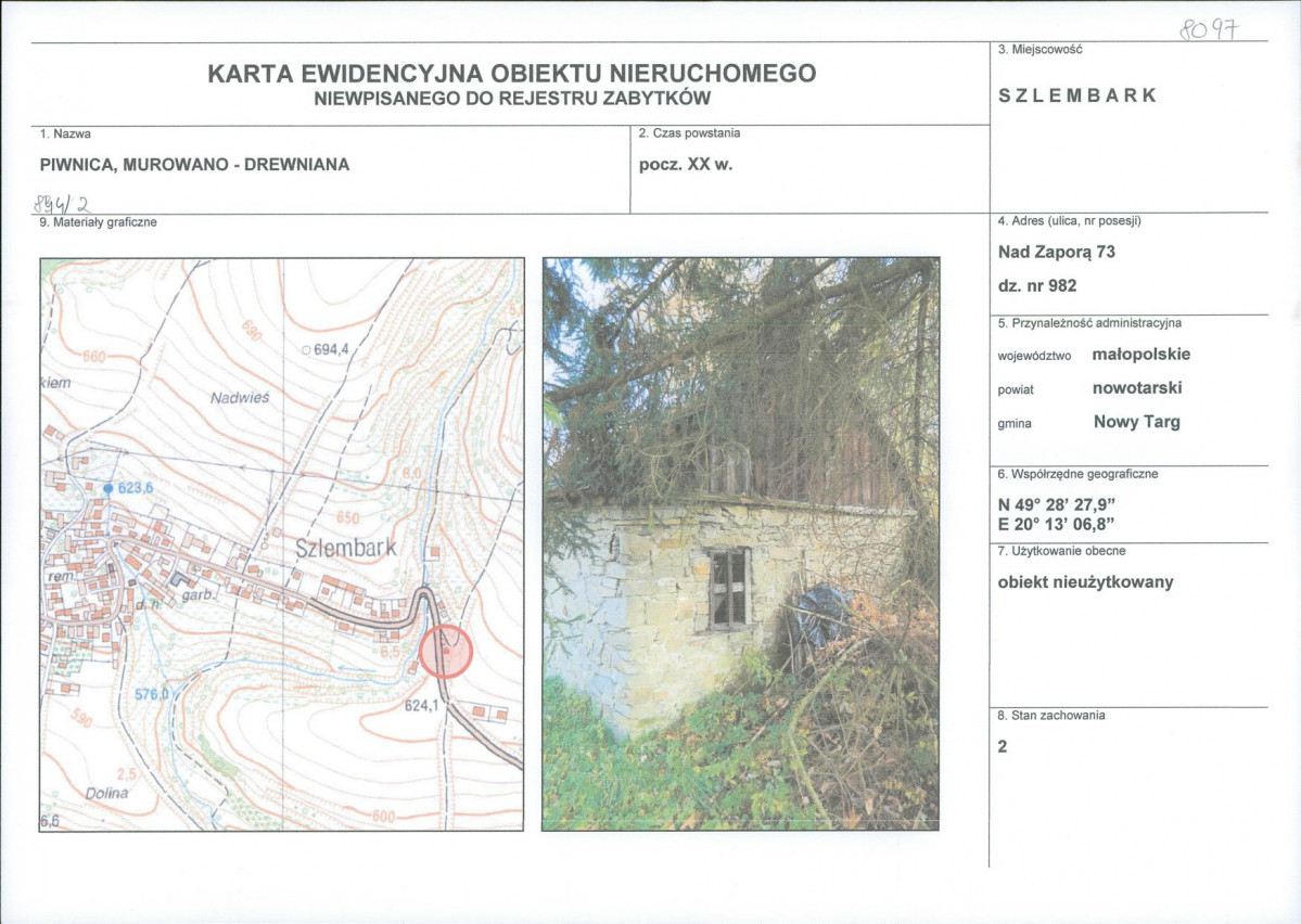 KEZN - Karta obiektu niewpisanego do rejestru, skan nr 1