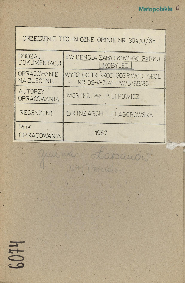 EP - Ewidencja parkowa, skan nr 1