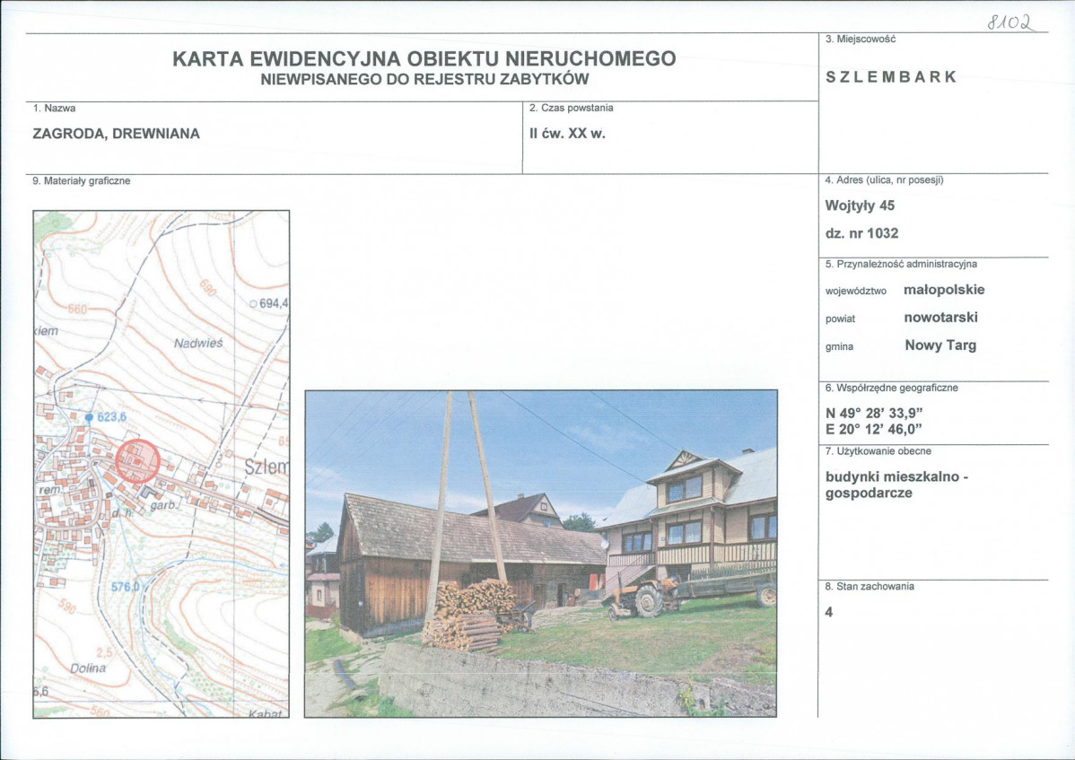 KEZN - Karta obiektu niewpisanego do rejestru, skan nr 1