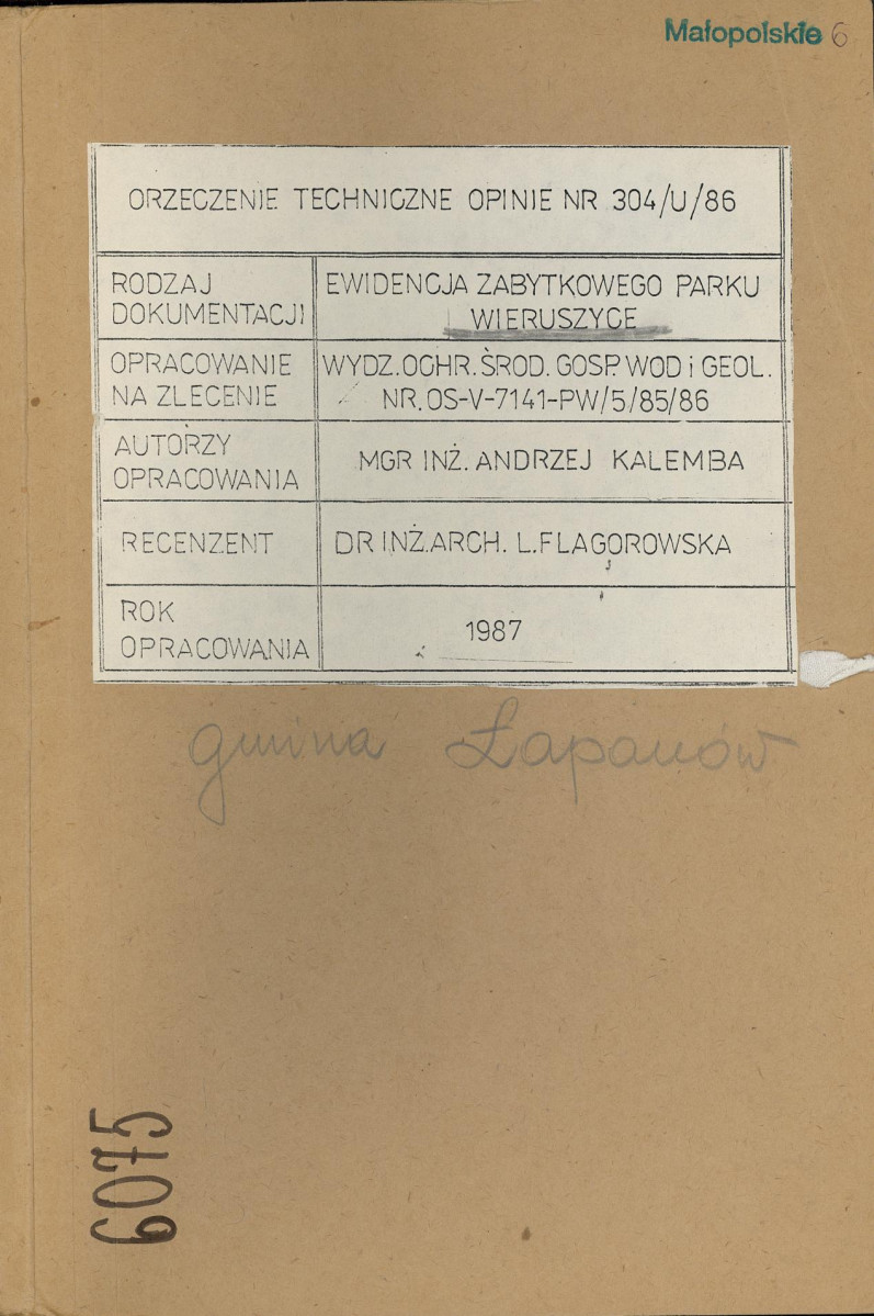 EP - Ewidencja parkowa, skan nr 1