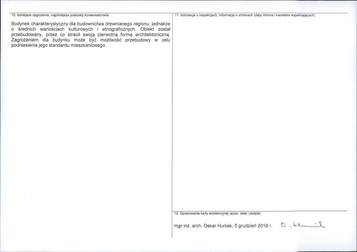 Karta obiektu niewpisanego do rejestru, skan nr 2