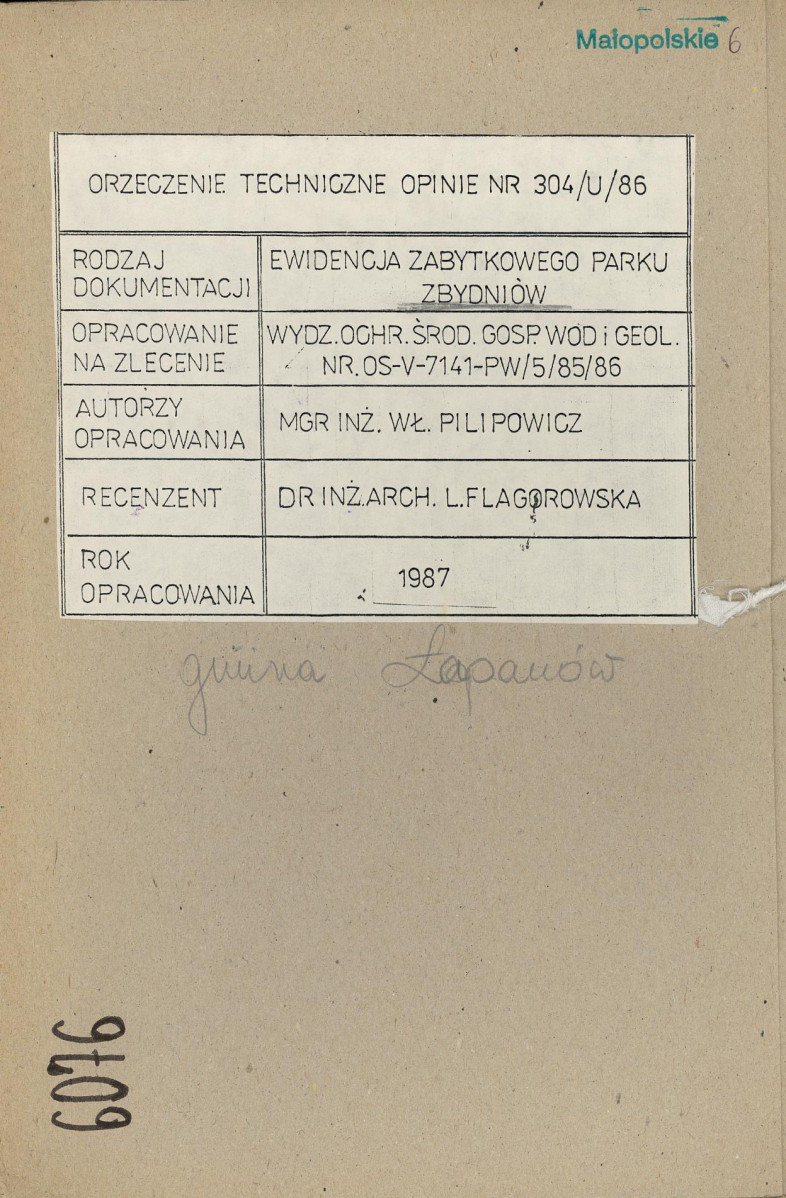 EP - Ewidencja parkowa, skan nr 1