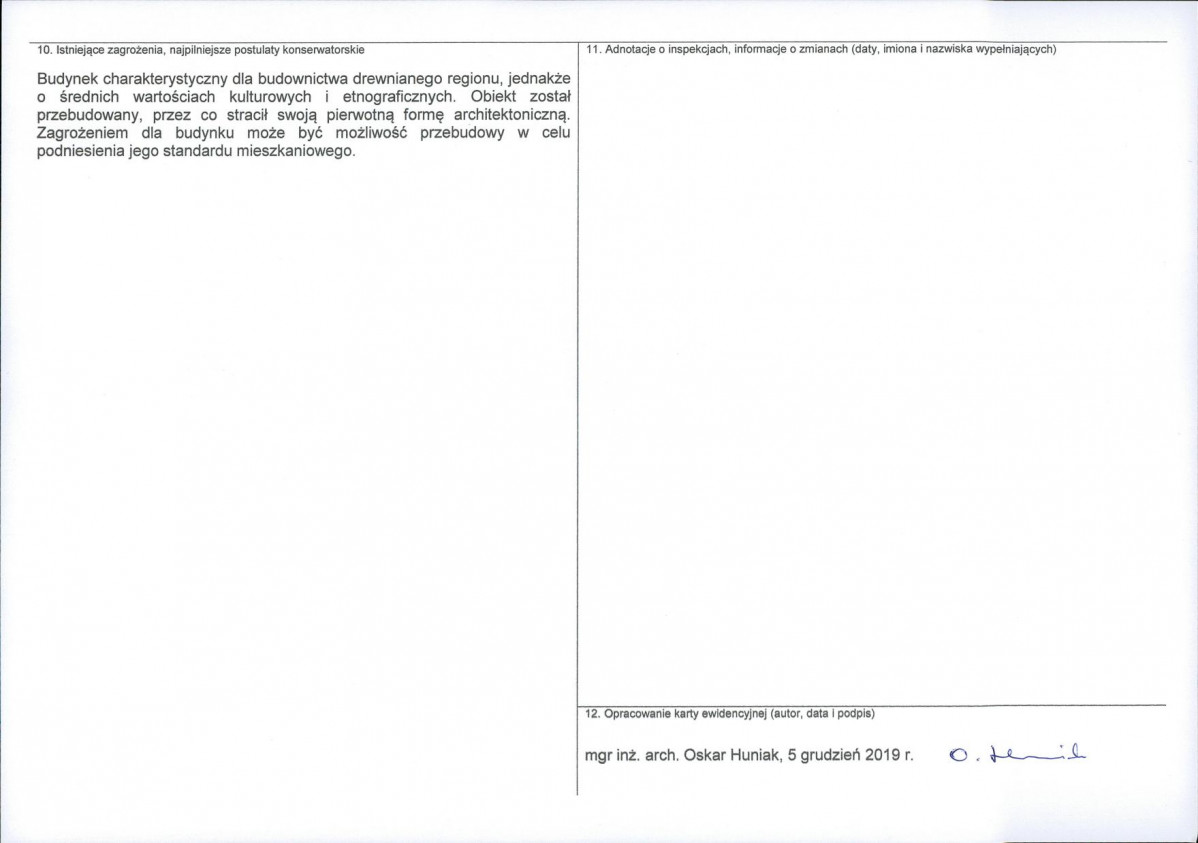 Karta obiektu niewpisanego do rejestru, skan nr 2