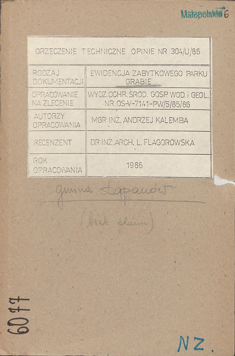 EP - Ewidencja parkowa, skan nr 1