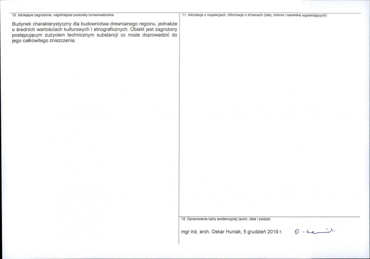 Karta obiektu niewpisanego do rejestru, skan nr 2