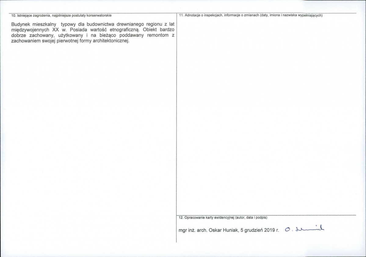 Karta obiektu niewpisanego do rejestru, skan nr 2