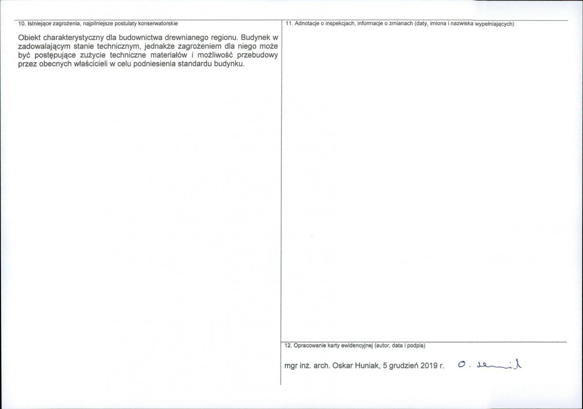 Karta obiektu niewpisanego do rejestru, skan nr 2