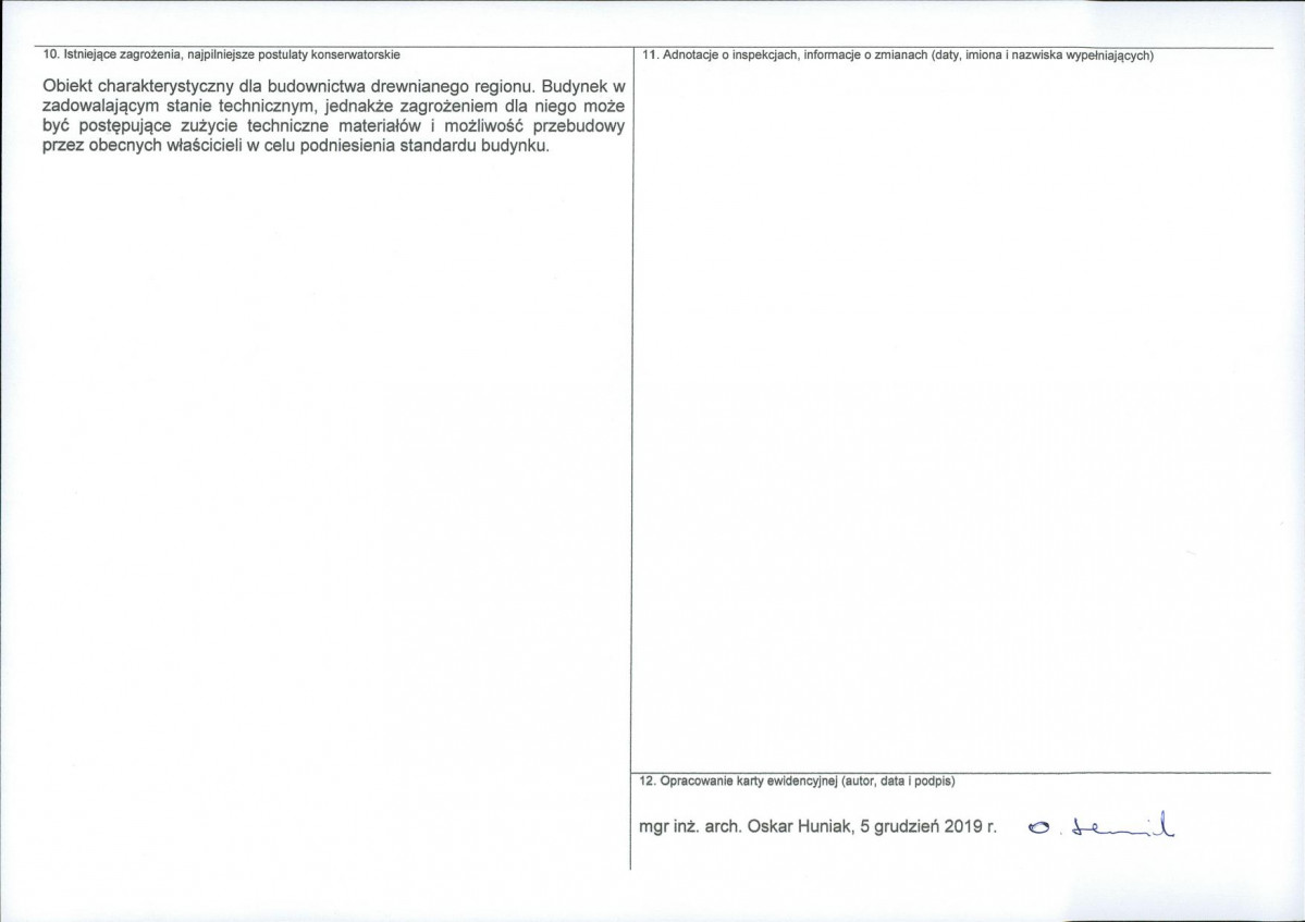 Karta obiektu niewpisanego do rejestru, skan nr 2