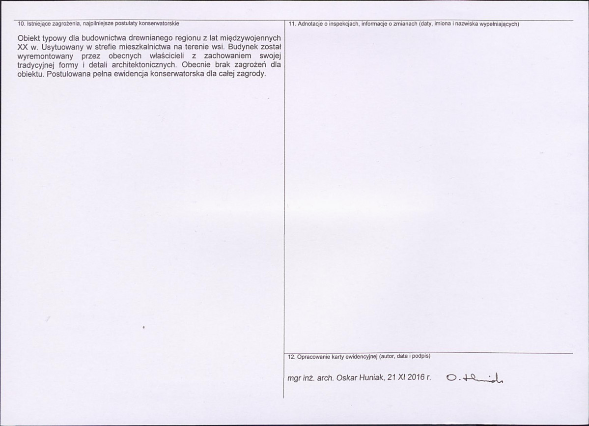 Karta obiektu niewpisanego do rejestru, skan nr 2