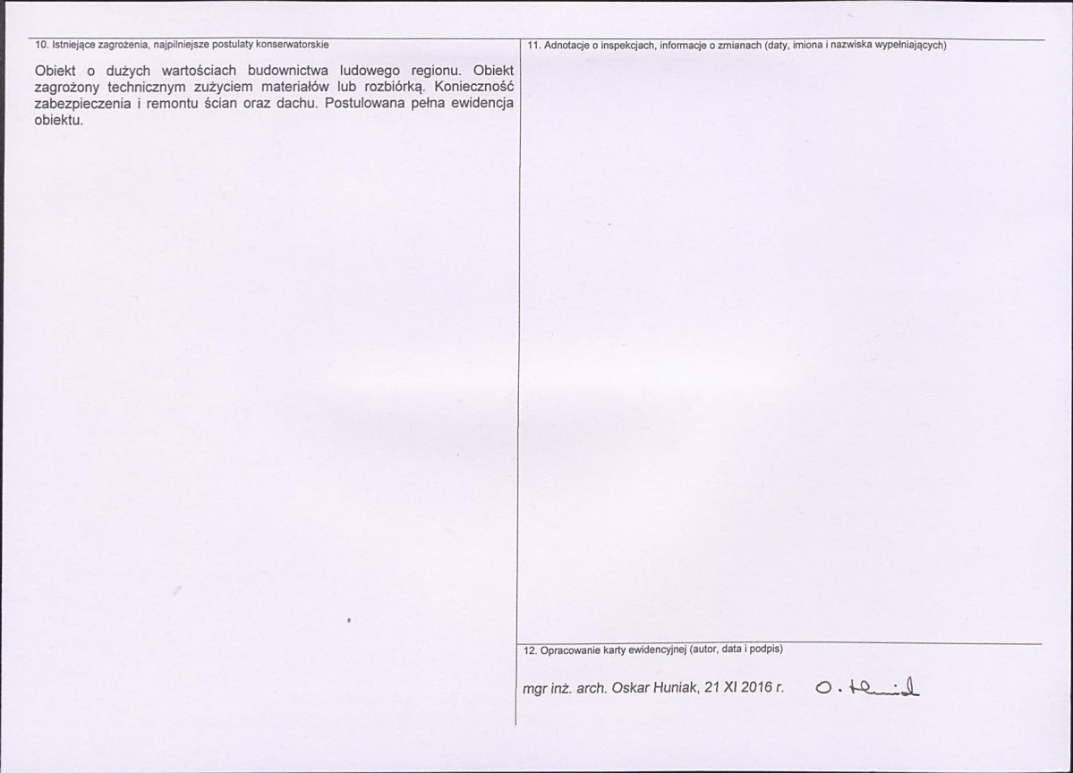 Karta obiektu niewpisanego do rejestru, skan nr 2