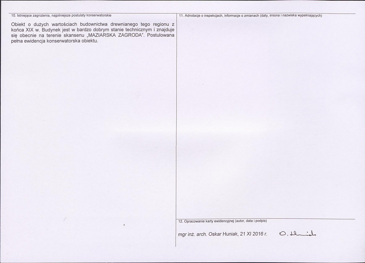 Karta obiektu niewpisanego do rejestru, skan nr 2