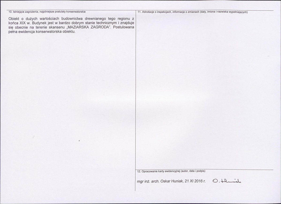 Karta obiektu niewpisanego do rejestru, skan nr 2