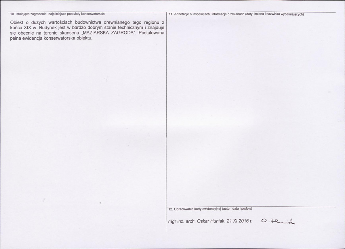 Karta obiektu niewpisanego do rejestru, skan nr 2
