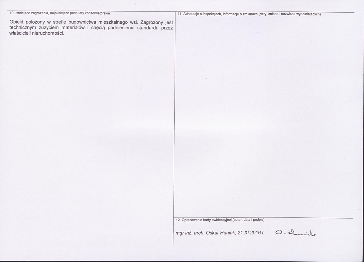 Karta obiektu niewpisanego do rejestru, skan nr 2