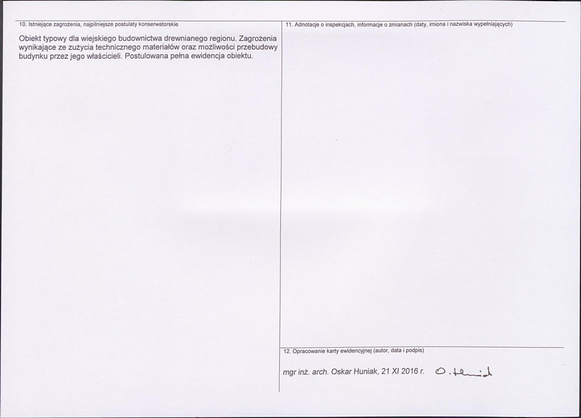 Karta obiektu niewpisanego do rejestru, skan nr 2