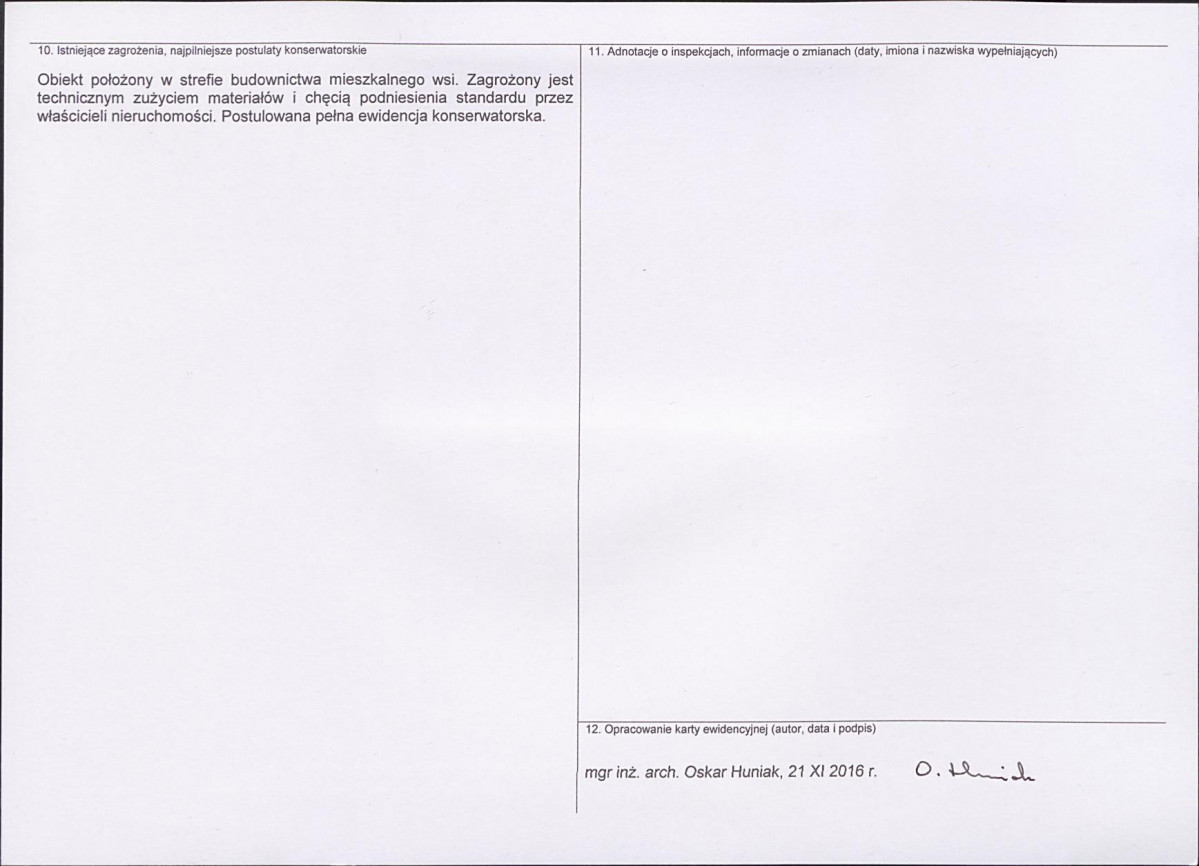 Karta obiektu niewpisanego do rejestru, skan nr 2