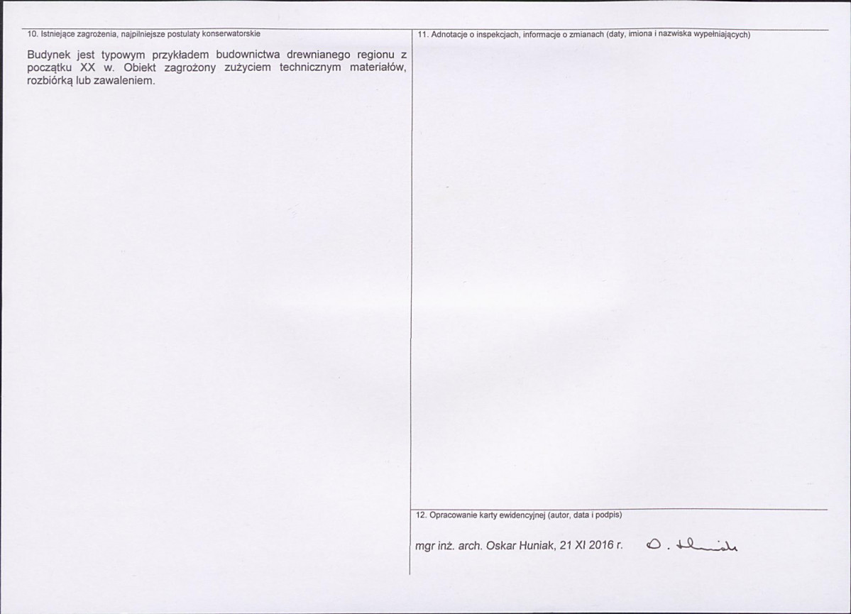 Karta obiektu niewpisanego do rejestru, skan nr 2