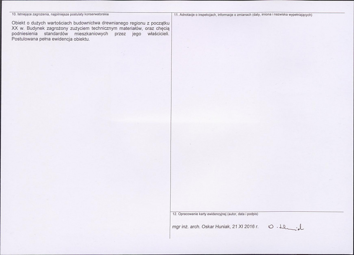 Karta obiektu niewpisanego do rejestru, skan nr 2