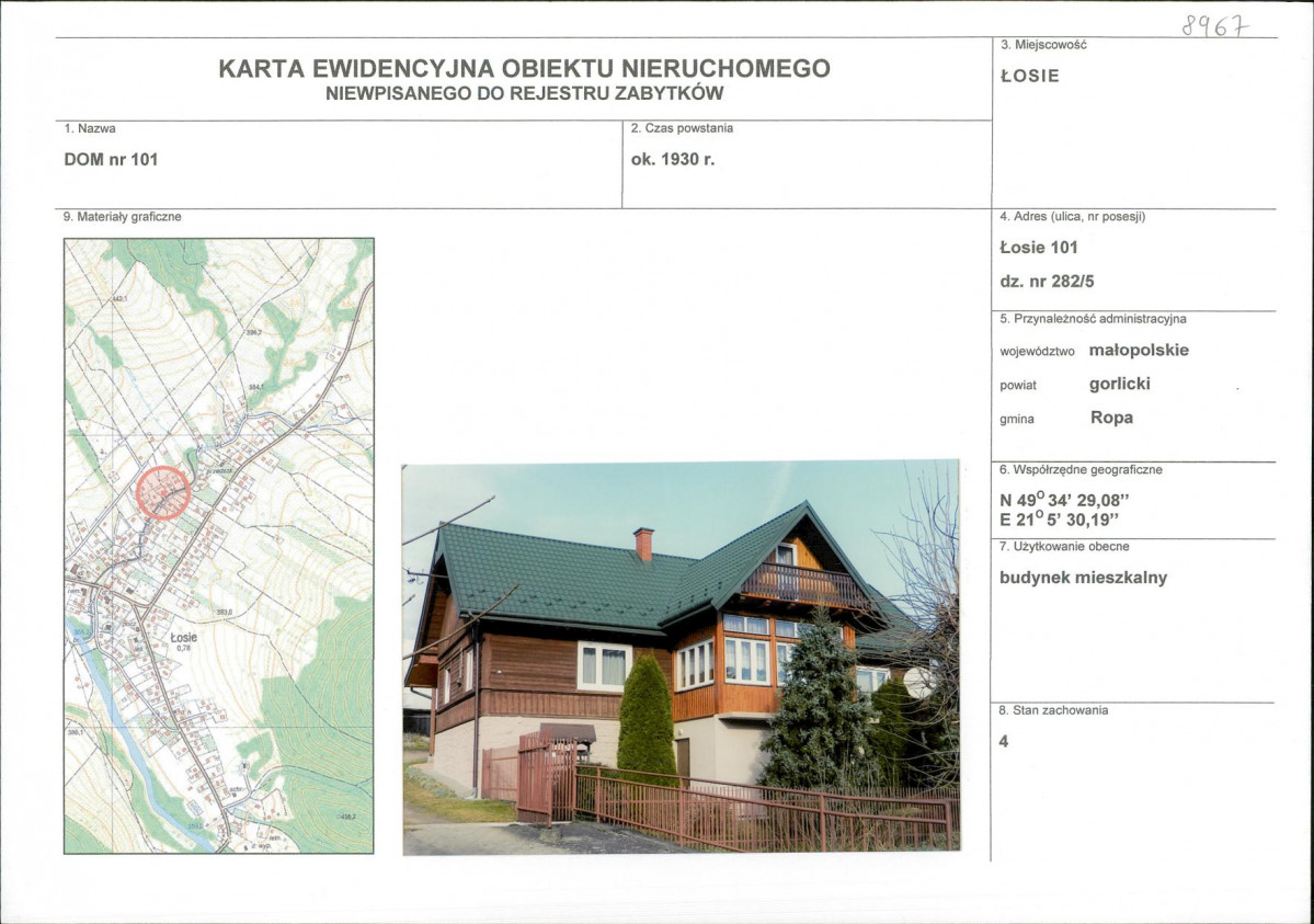 Karta obiektu niewpisanego do rejestru, skan nr 1