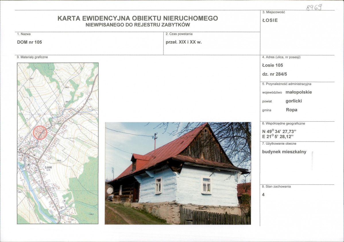 Karta obiektu niewpisanego do rejestru, skan nr 1