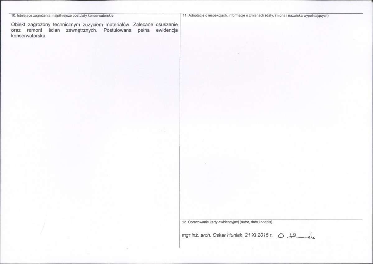 Karta obiektu niewpisanego do rejestru, skan nr 2