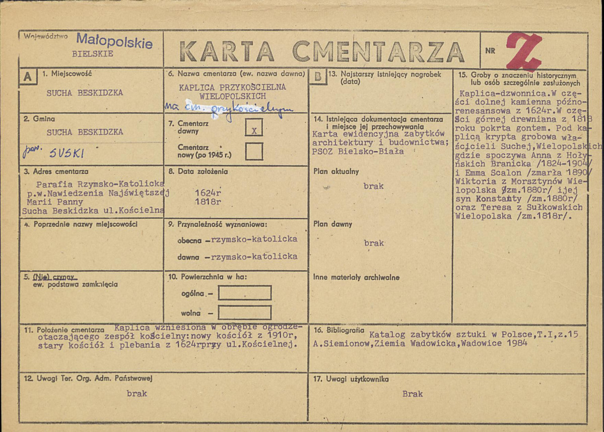 KC - Karta cmentarza, skan nr 1