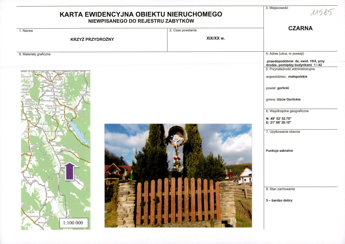 Karta obiektu niewpisanego do rejestru, skan nr 1
