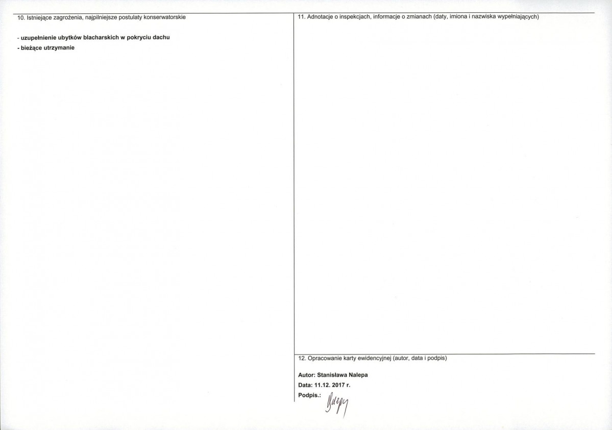 Karta obiektu niewpisanego do rejestru, skan nr 2