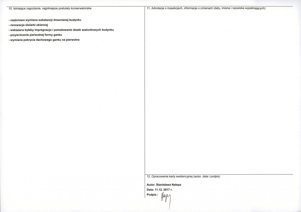 Karta obiektu niewpisanego do rejestru, skan nr 2