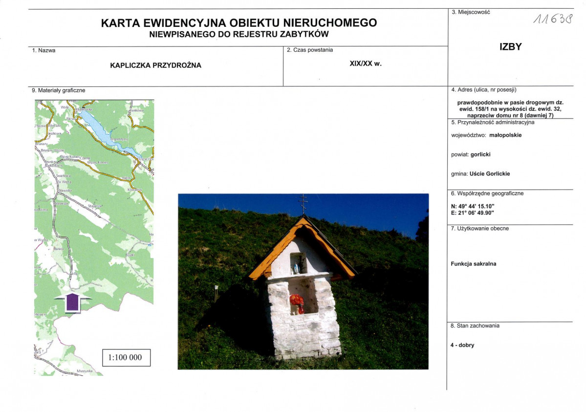 Karta obiektu niewpisanego do rejestru, skan nr 1
