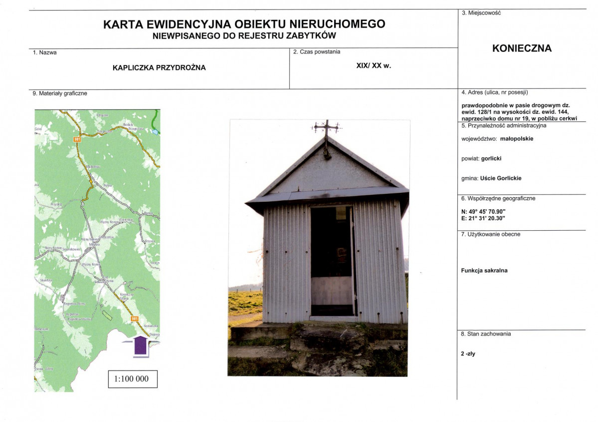 Karta obiektu niewpisanego do rejestru, skan nr 1