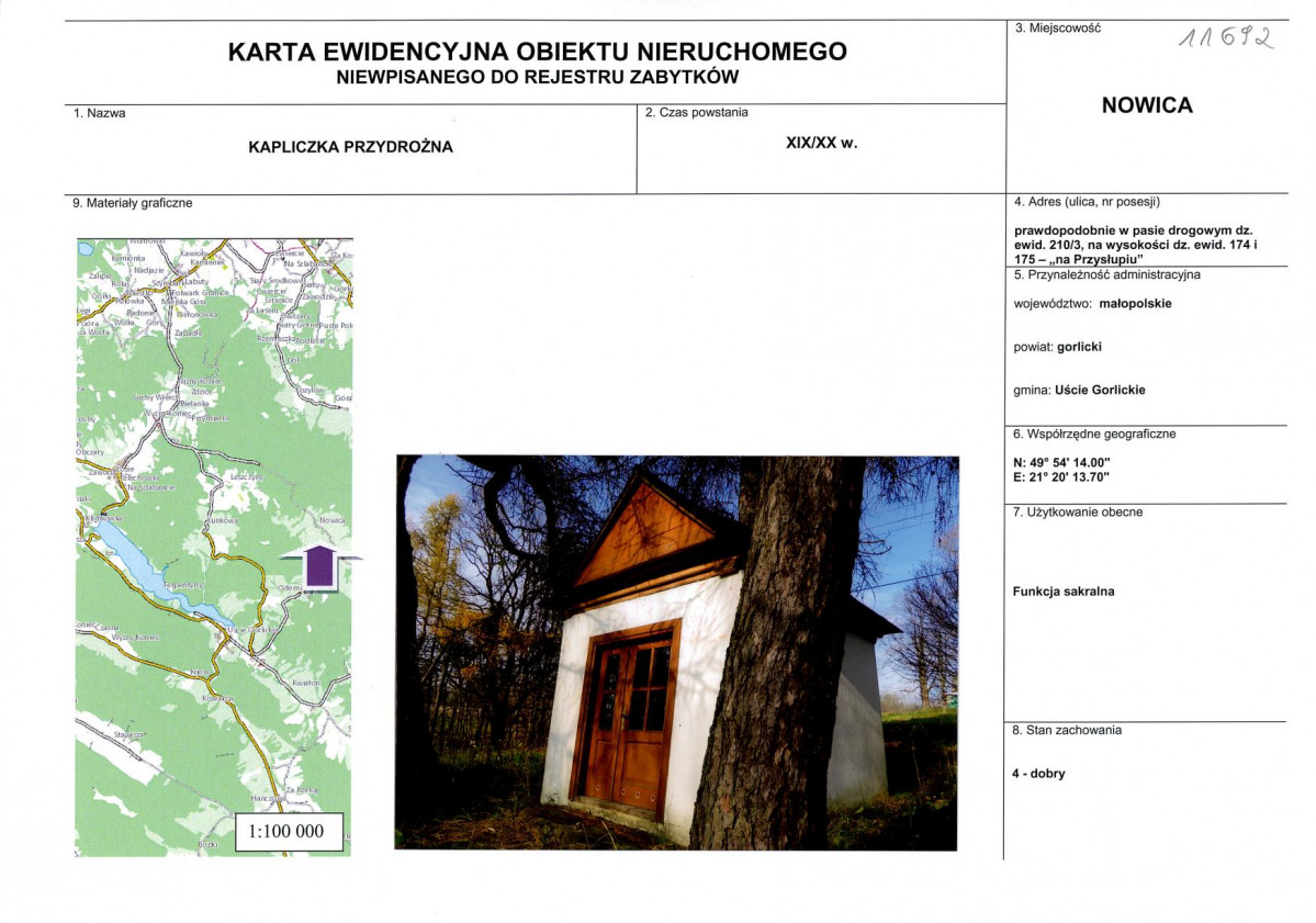 Karta obiektu niewpisanego do rejestru, skan nr 1