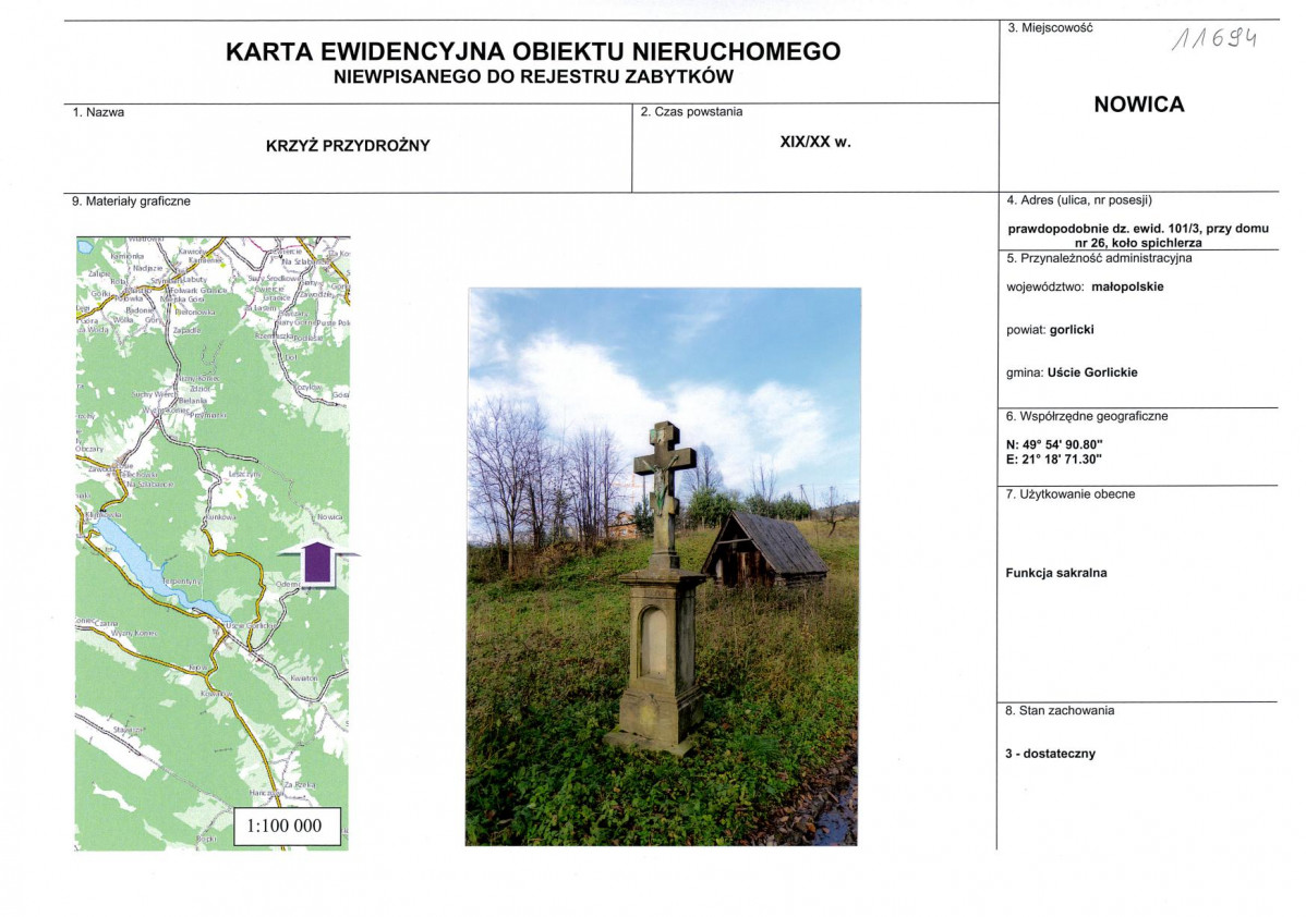 Karta obiektu niewpisanego do rejestru, skan nr 1