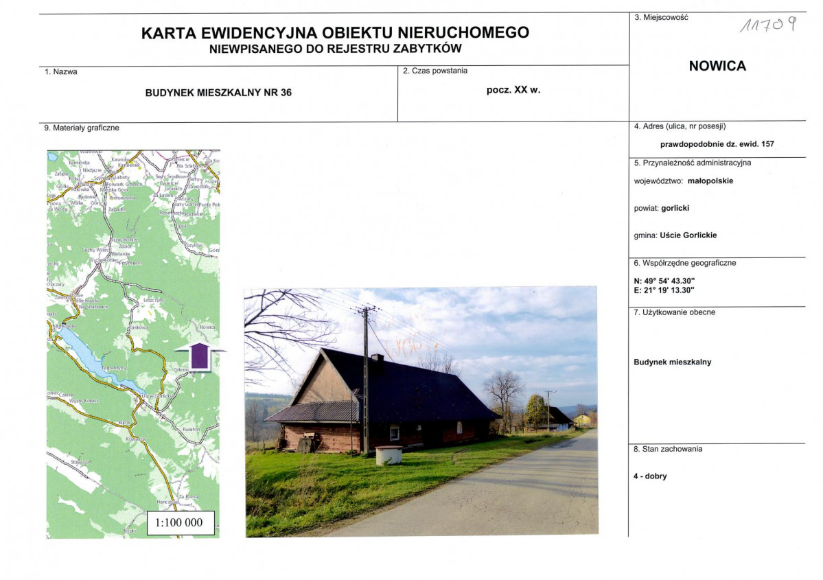 Karta obiektu niewpisanego do rejestru, skan nr 1