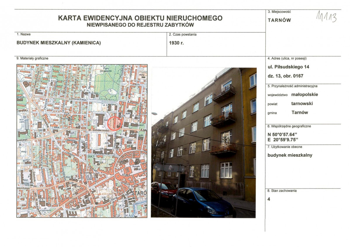 KEZN - Karta obiektu niewpisanego do rejestru, skan nr 1
