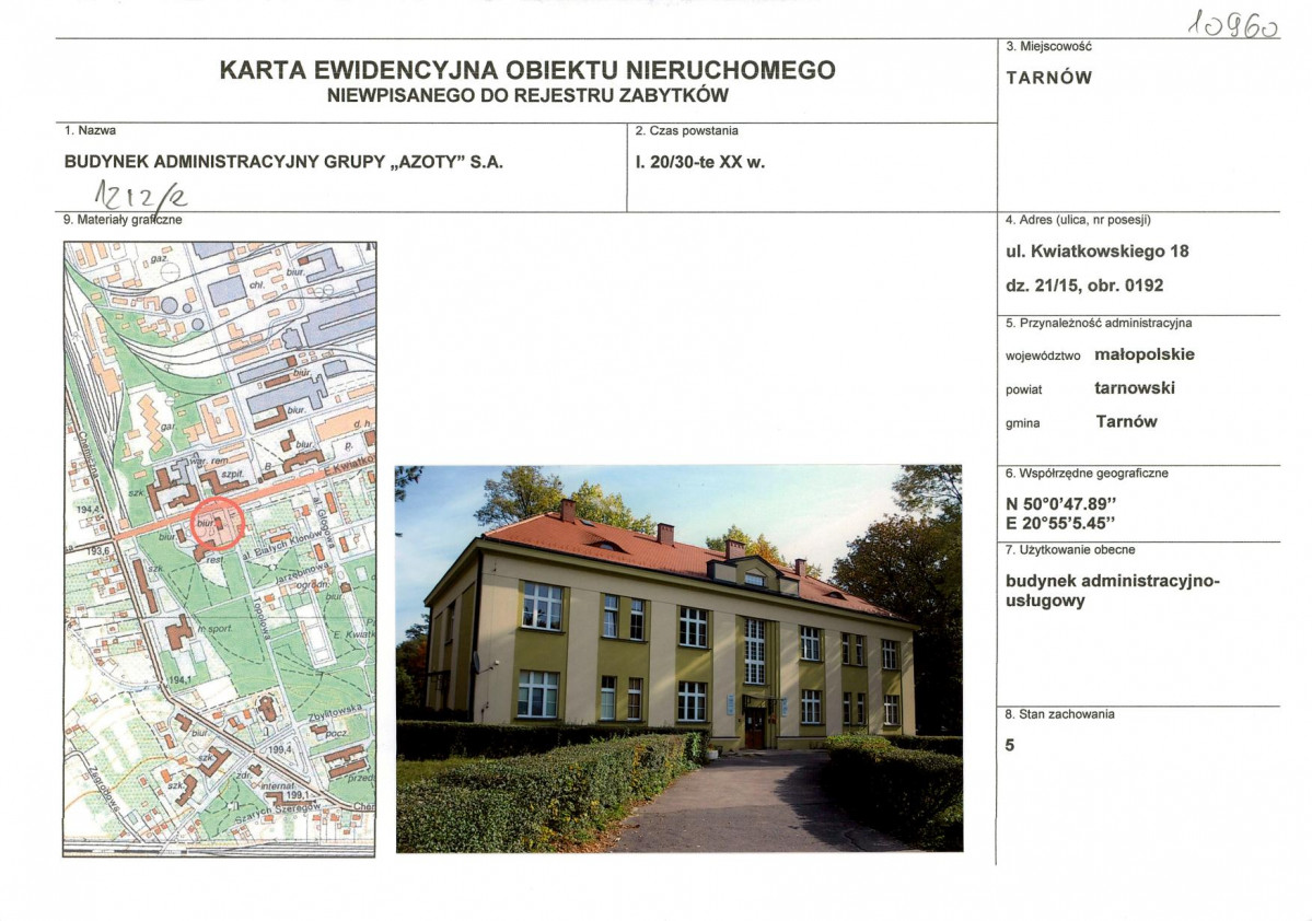 KEZN - Karta obiektu niewpisanego do rejestru, skan nr 1
