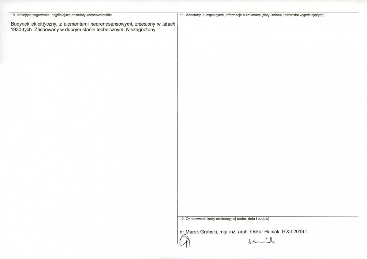 Karta obiektu niewpisanego do rejestru, skan nr 2
