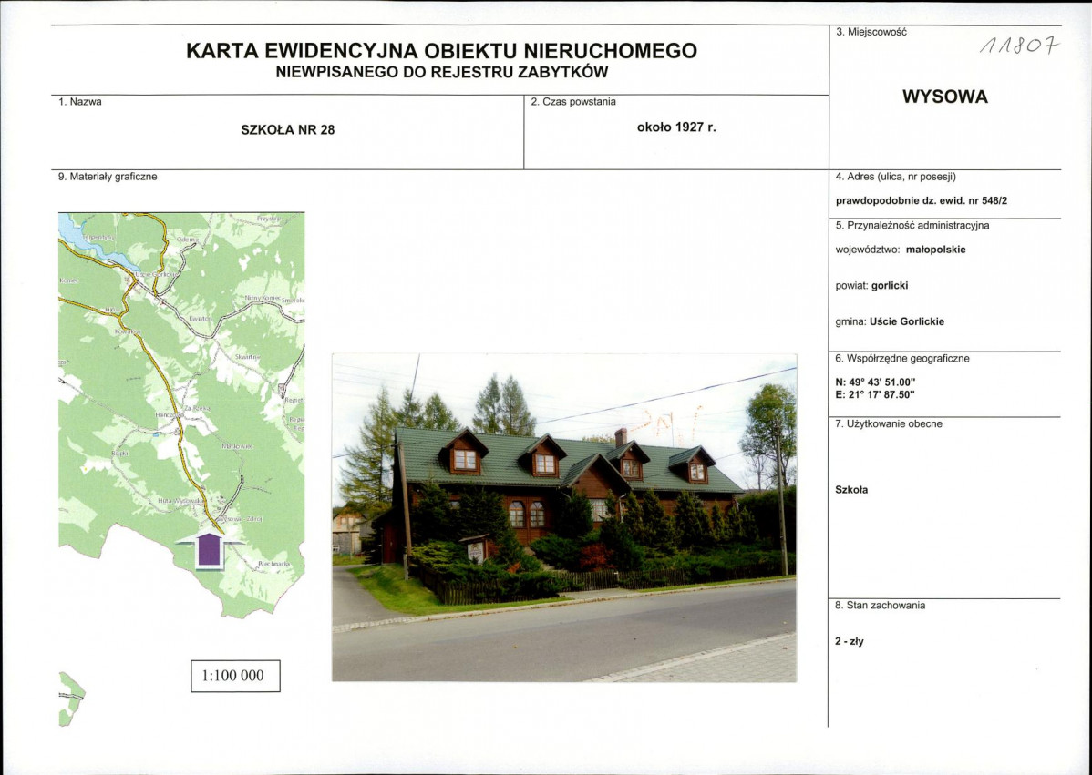 Karta obiektu niewpisanego do rejestru, skan nr 1