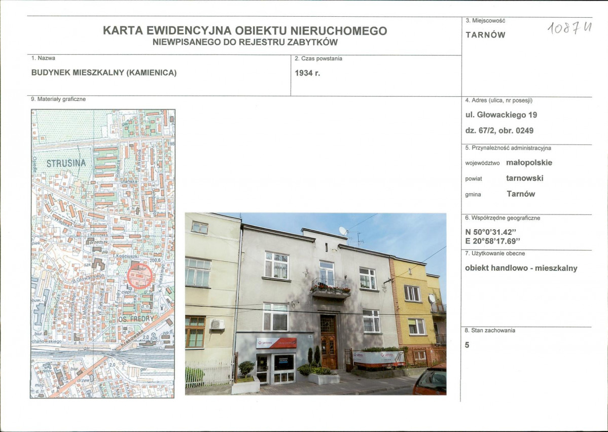 KEZN - Karta obiektu niewpisanego do rejestru, skan nr 1