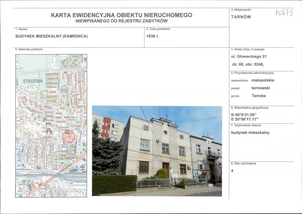 KEZN - Karta obiektu niewpisanego do rejestru, skan nr 1