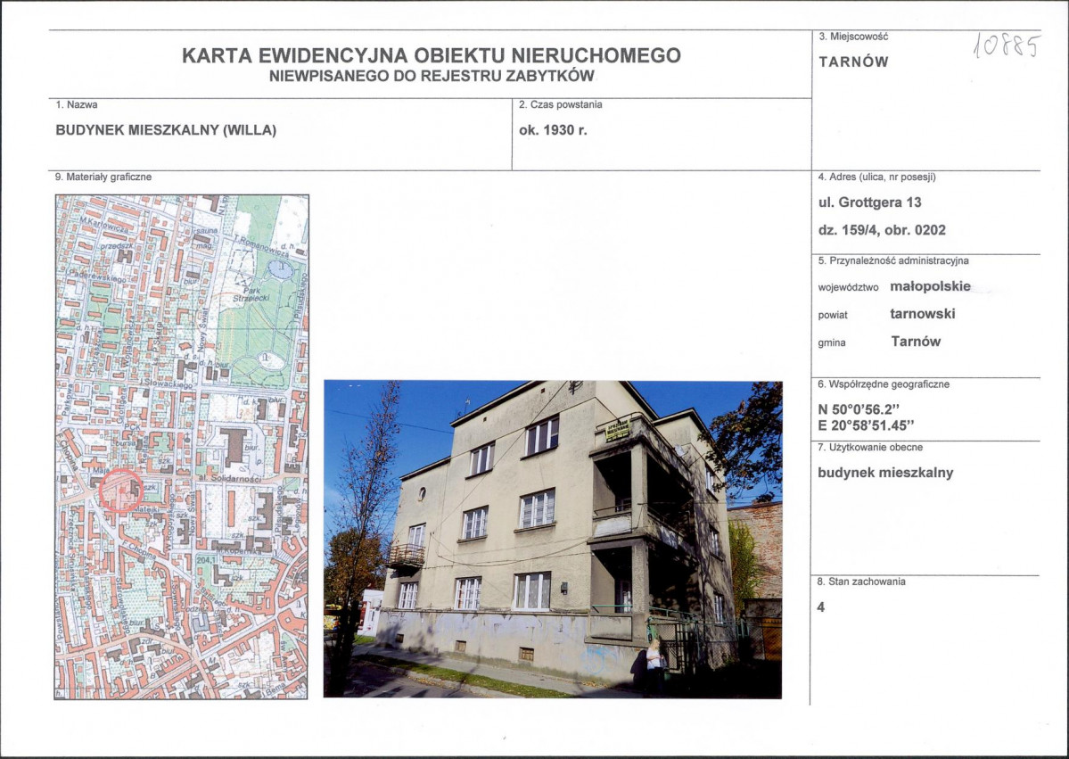 KEZN - Karta obiektu niewpisanego do rejestru, skan nr 1