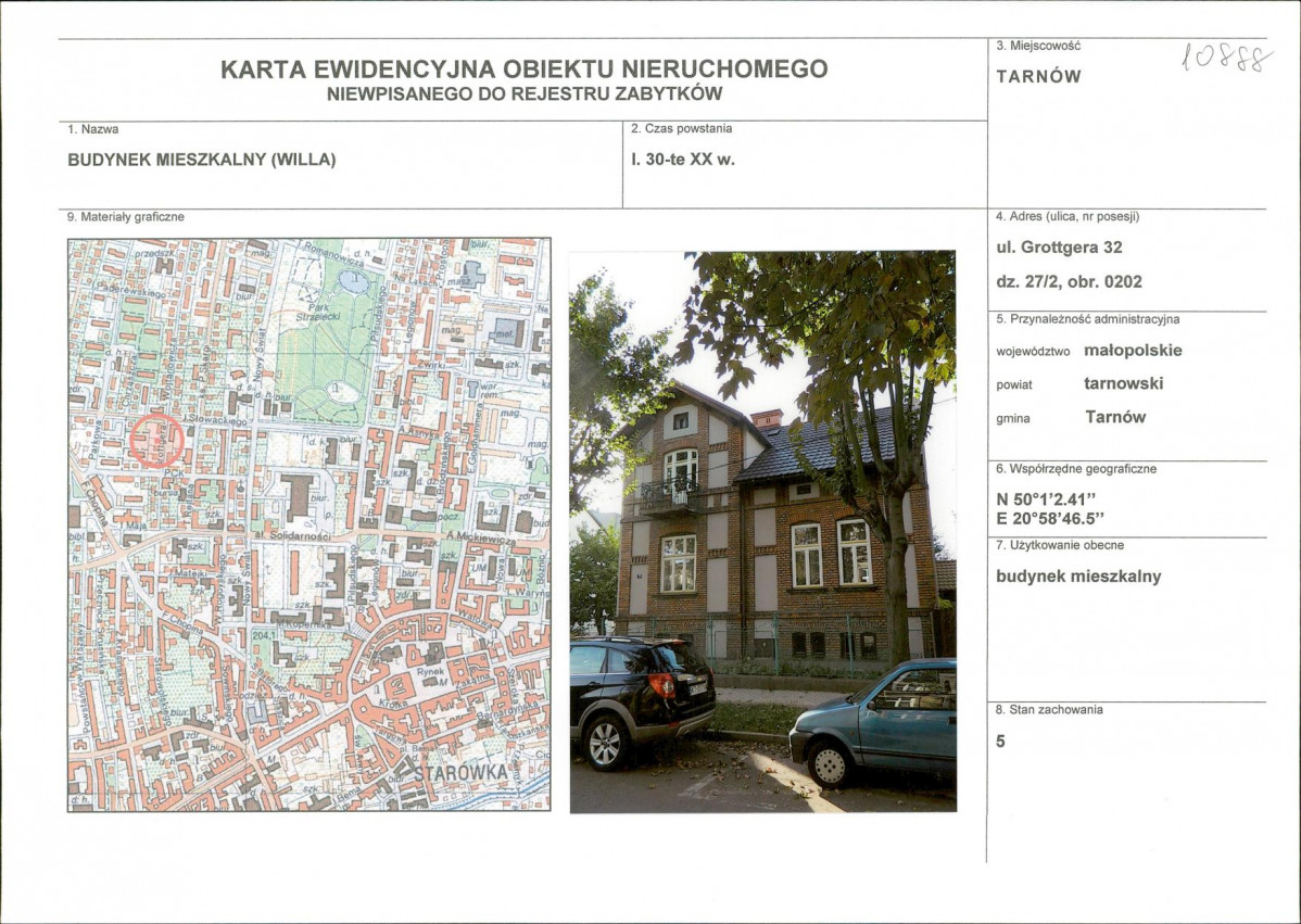 KEZN - Karta obiektu niewpisanego do rejestru, skan nr 1