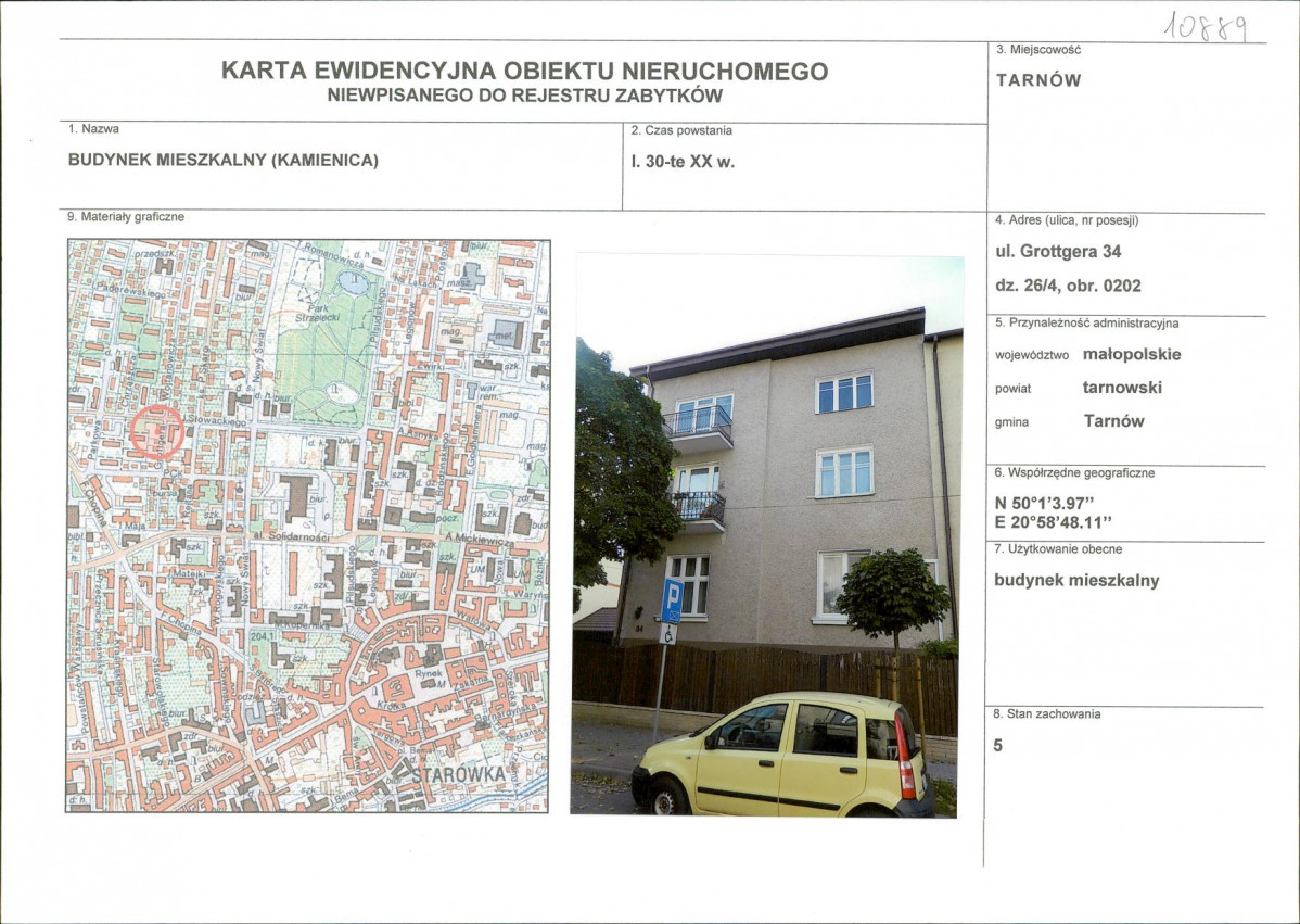 KEZN - Karta obiektu niewpisanego do rejestru, skan nr 1