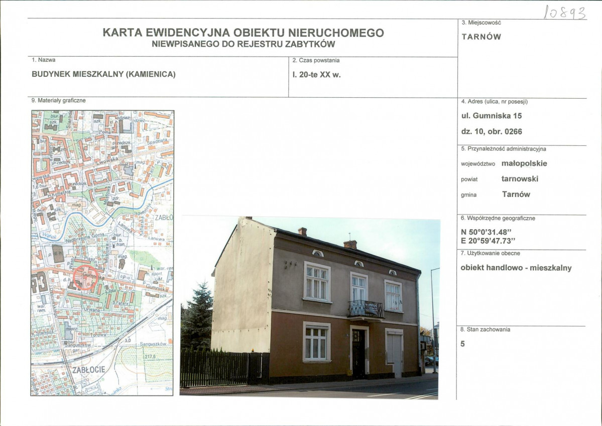 KEZN - Karta obiektu niewpisanego do rejestru, skan nr 1