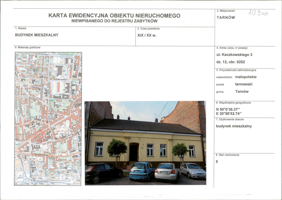 KEZN - Karta obiektu niewpisanego do rejestru, skan nr 1