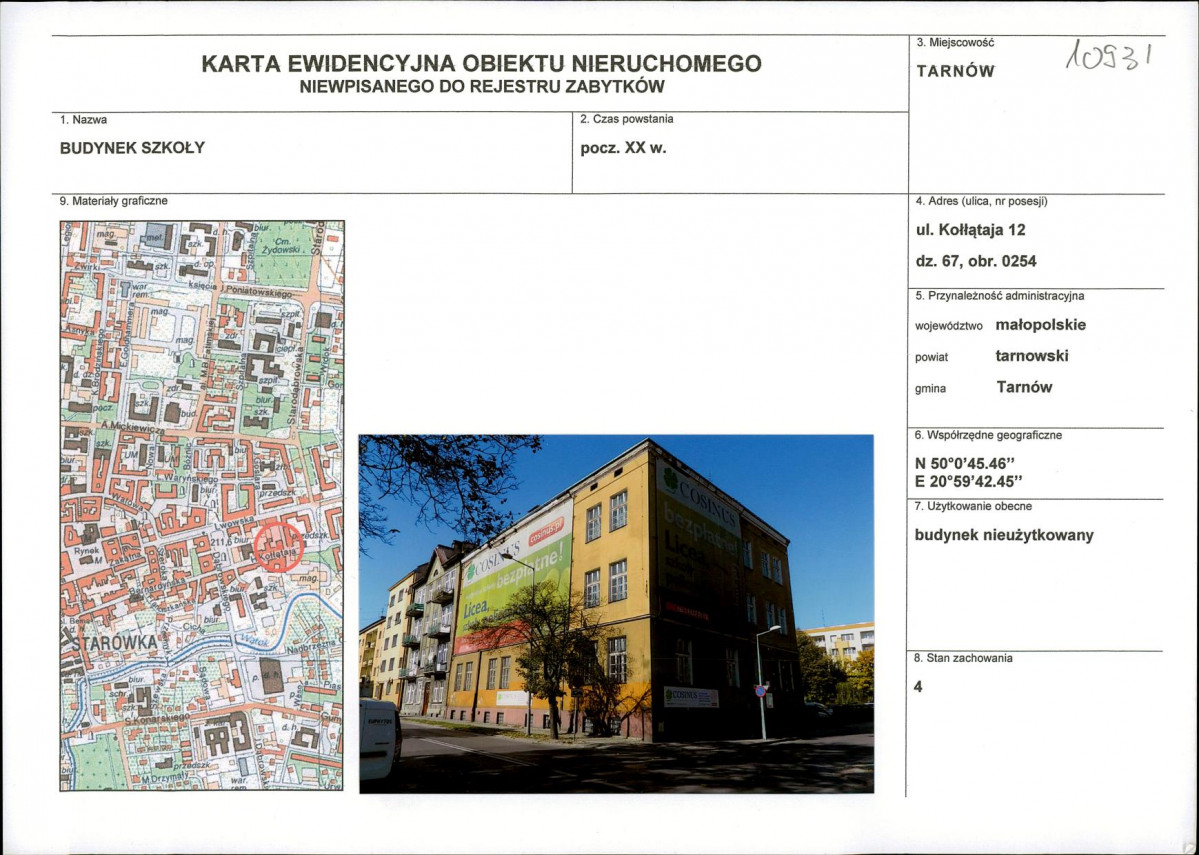 KEZN - Karta obiektu niewpisanego do rejestru, skan nr 1