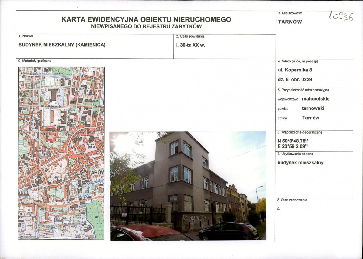 KEZN - Karta obiektu niewpisanego do rejestru, skan nr 1