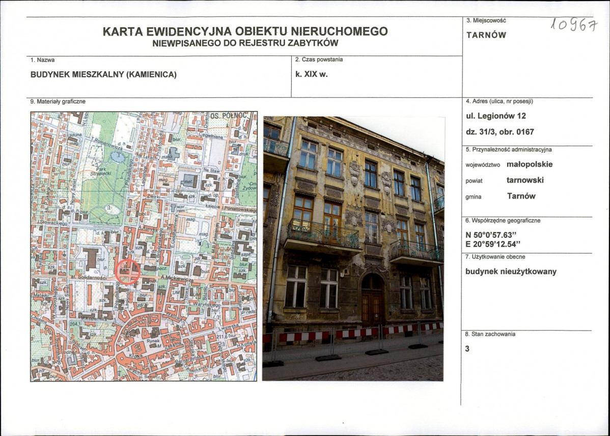 KEZN - Karta obiektu niewpisanego do rejestru, skan nr 1